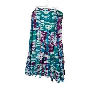 Soft Surroundings Skirt 100% Cotton Tie Dye Layered Women's Sz 2X Maxi Tiered